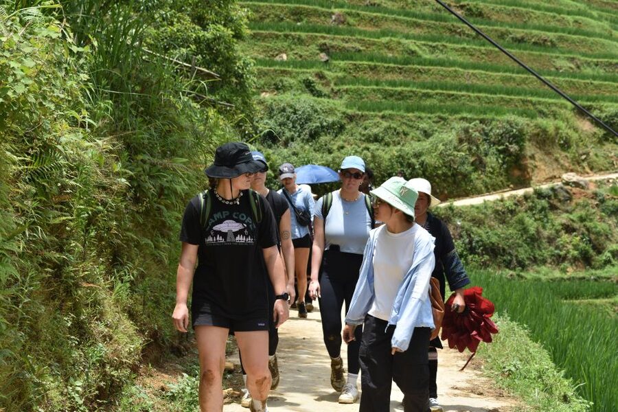 From Sapa: 1-Day Trekking through Terraces Rice Fields - Walking the terraces toward Lao Chai