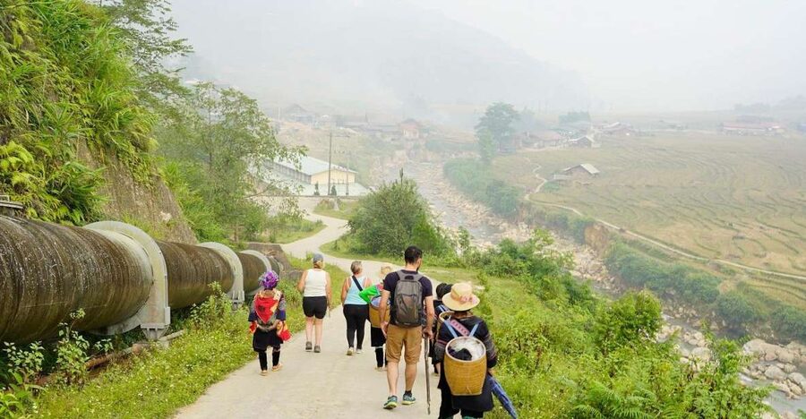 Full Day Trekking Lao Chai-Ta Van and Cat Cat Village - Cat Cat Village beneath Fansipan