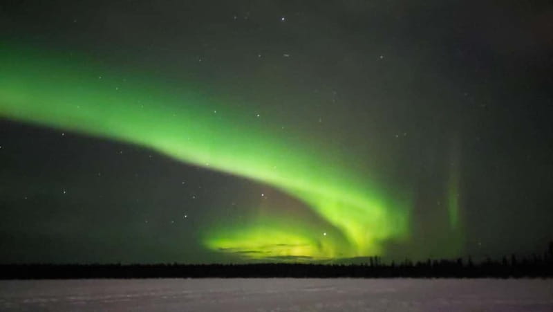 Kiruna: Snowshoe Trek with Aurora Hunt and Warm Beverage - Getting used to snowshoes in the dark