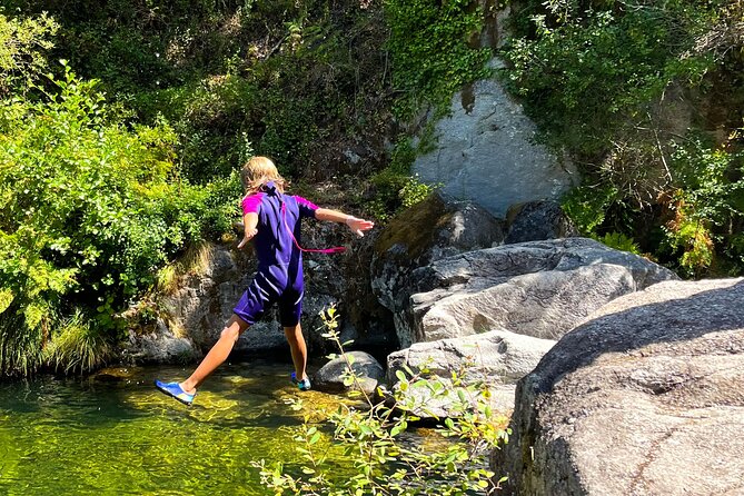 River Trekking/soft canyoning through wild lagoons and Waterfalls - Following the riverbed near Braga
