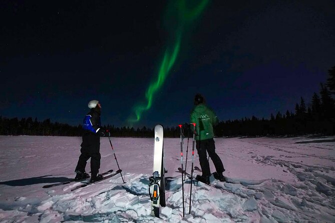 Ski Trekking under the Northern Lights - The First Lesson and the First Tracks
