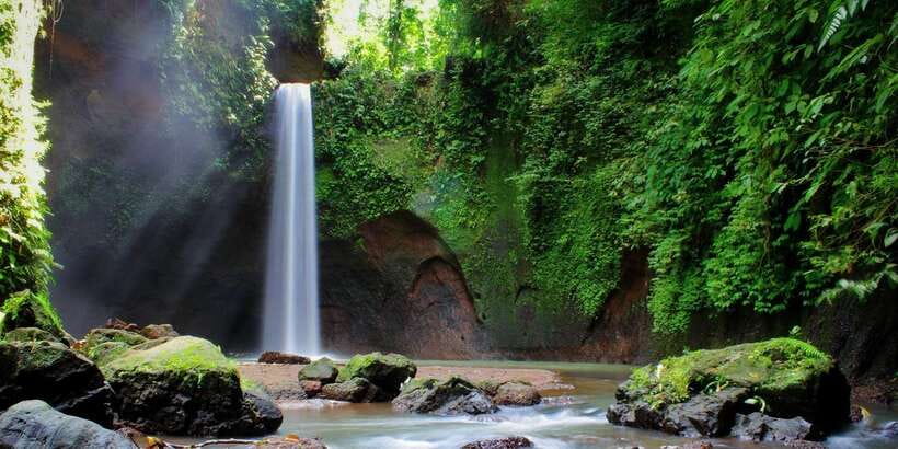 Ubud: Rice Terrace, Holy Water Temple & Waterfalls Trek Tour - Kanto Lampo and its photo-friendly cascades